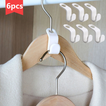 6pcs Multi-function Wardrobe Space-saving Stack Hanger Hook Coat Hook Plastic Closet Stack Hanger Rack Bedroom Storage Organizer