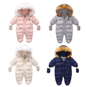 Baby Girls Boys Zipper Down Jumpsuits with Gloves, Winter Romper Jumpsuit Romper Outfits