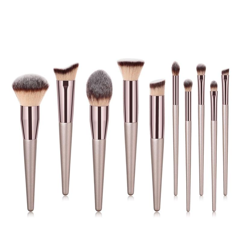 10pcs Makeup Brushes Wooden Foundation Cosmetic Eyebrow Eyeshadow Brush Makeup Brush Sets Tools Blending Brushes Makeup Kits