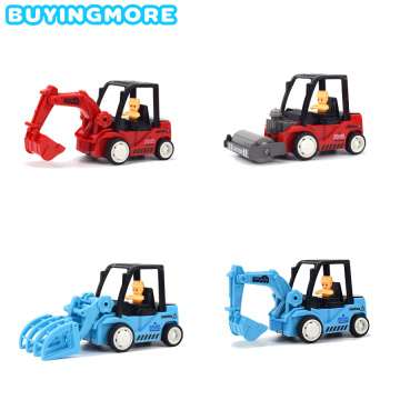 Kids Cars Toys Diecast Inertial Pull back Engineering Vehicle Mini Bulldozer Road roller Excavator Plastic Model Toys for Boys