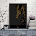 Mumbai India Black&Gold City Light Maps Custom World City Map Posters Canvas Prints Nordic Style Wall Art Home Decor