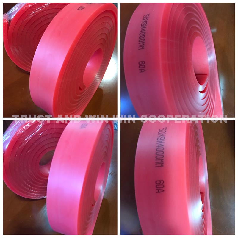 FREE SHIPPING ! Red 50mm*9mm*4m!!! Screen Printing Flat Squeegee Rubber Red_60A Durometer