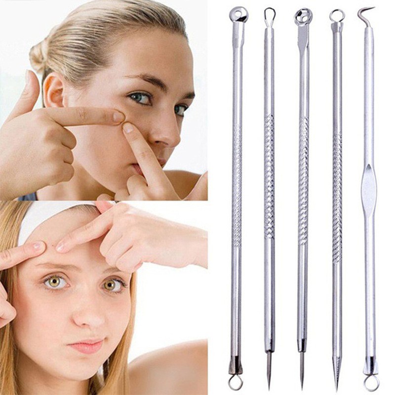 5PCS Blackhead Comedone Acne Pimple Remover Tool Spoon for Face Skin Care Tool Extractor Beauty Tool Needles Facial Pore Cleaner