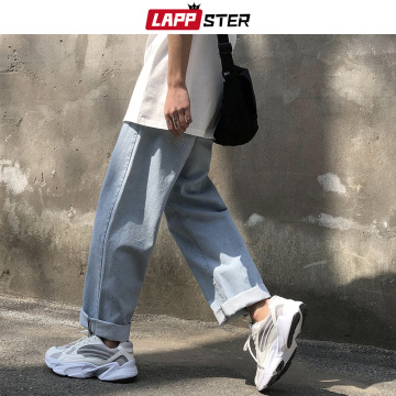 LAPPSTER Men Jeans Pants 2020 Streetwear Joggers Denim Jeans Mens Designer Baggy Harem Pants Male Korean Style Denim Pants