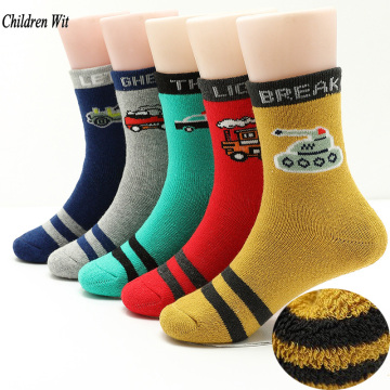 2019 New Winter Boys Socks Plus Velvet Thick Cotton Children Socks 3-15 Year Kids Socks For Boys 5 pairs/lot