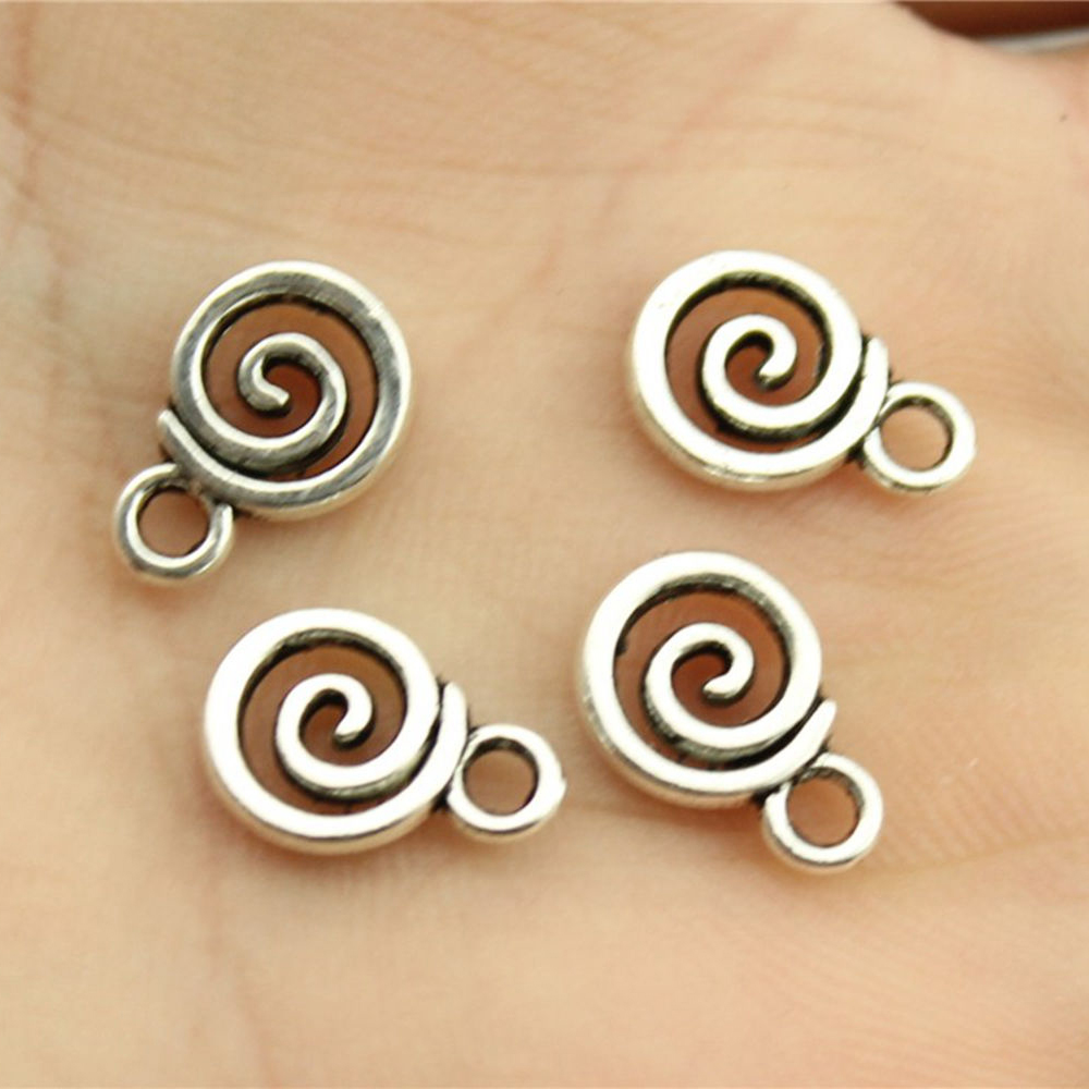 WYSIWYG 40pcs 11x8mm Swirl Charm Pendants For Jewelry Making Antique Silver Color Swirl Pendants Charm Swirl
