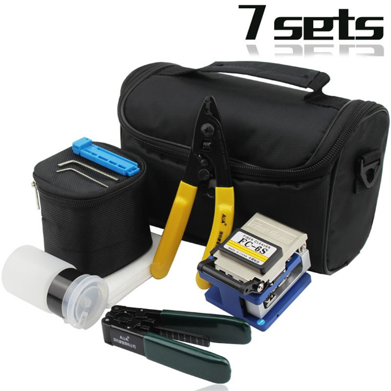 Fiber Optic Set Of Tools FTTH Splice Fibre Stripper + FC-6S Fiber Cleaver And Tools Bag Kit