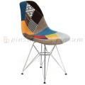 Eames Fabric Covered Chair with Chromed Leg