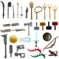 10pcs/lot Weapon Accessories Shield Hammer Axe Sword Bow Arrow Double-edged Sword Movie Figure Building Blocks For Children Toys