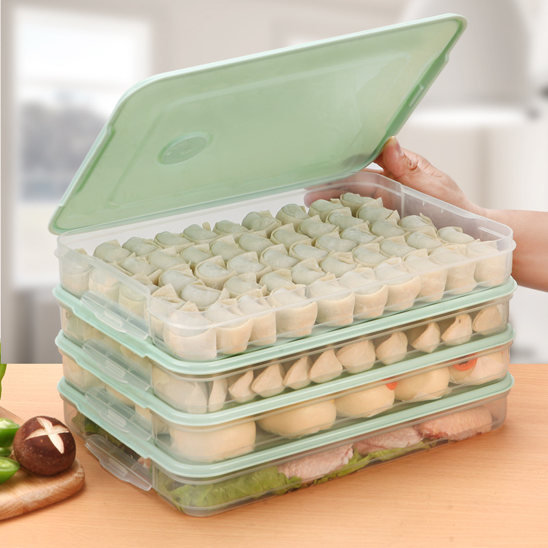 Refrigerator Food Storage Box Kitchen Accessories Organizer Fresh Box Dumplings Vegetable Egg Holder Stackable Microwave