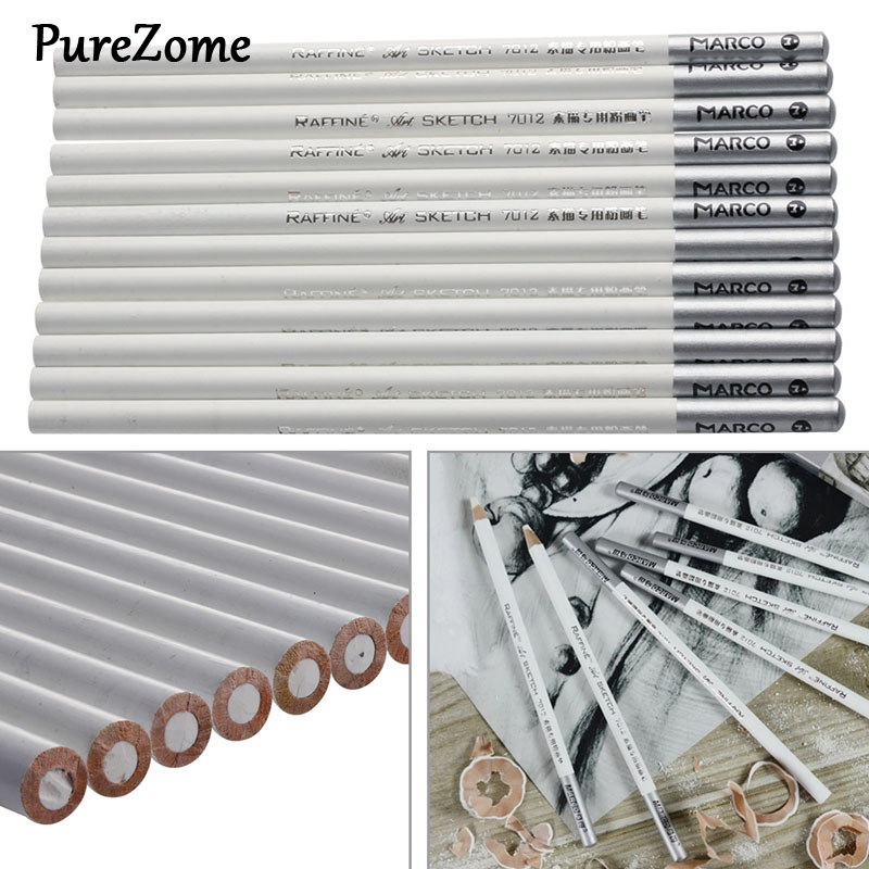 12pcs White Fine Art Drawing Non-toxic Base Pastel Pencils Set For Artist Sketch chalk Color Pencil
