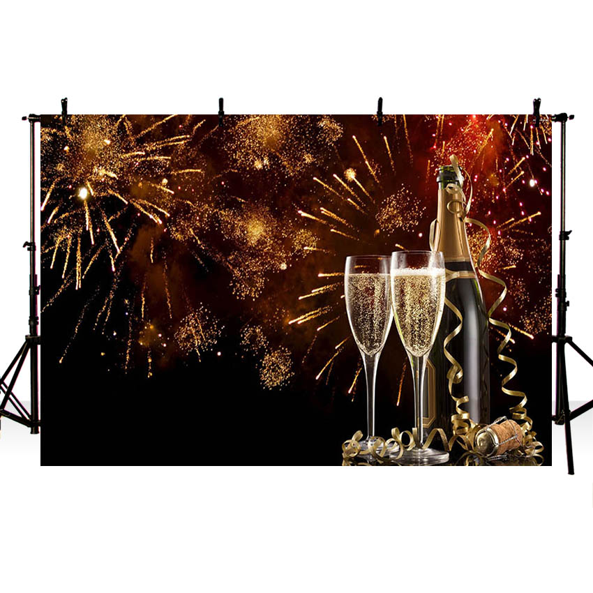 Avezano Photography Backdrops Happy New Year 2020 Fireworks Firecrackers Champagne Backgrounds Studio Photozone Photocall Decor