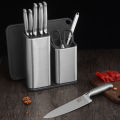 Qing 8" 6" inch Multifunction Knife Holder Stainless Steel+PP Knife Stand Block For Kitchen Knives Tool Holder Roll Bags