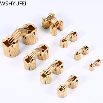 1 Pcs High quality Cabinet Hidden Door Round brass Hinge Mini Hardware Copper Bucket Furniture Hinge Hardware Accessories