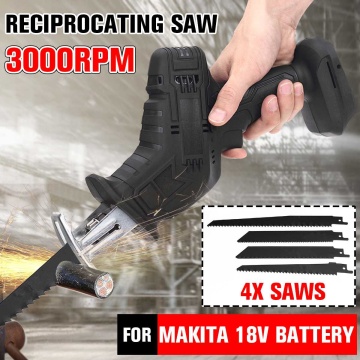 18V Cordless Reciprocating Saw with 4 Blades Kit Wood Metal Cutting Machine Portable Electric Saw for Makita 18V Battery