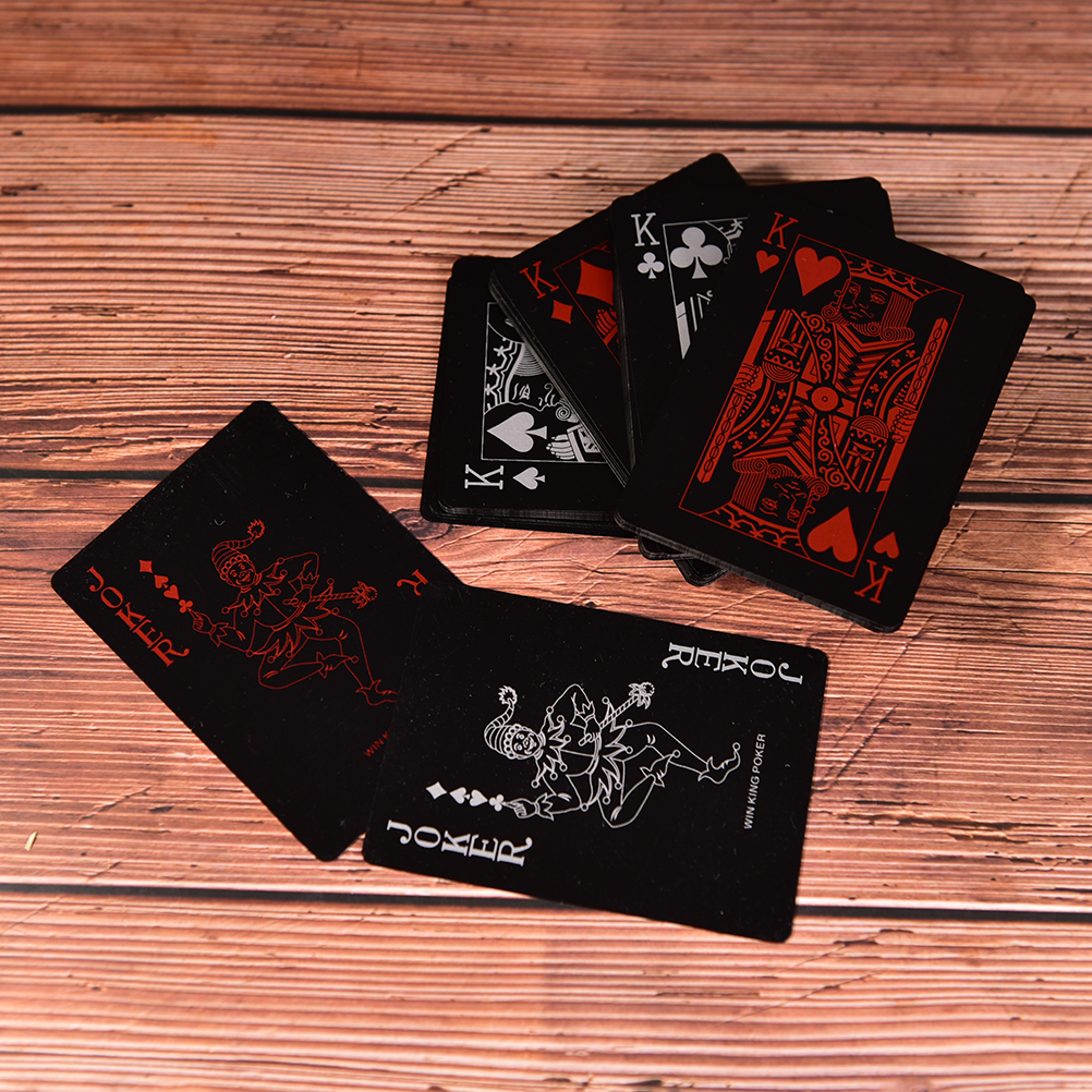 1 SET Waterproof Playing Cards Plastic Cards Collection Black Poker Cards Creative Gift Standard Playing Cards Poker