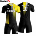 Yellow and Black Soccer Wear Size 3XL Boy Men Club Football Shirt
