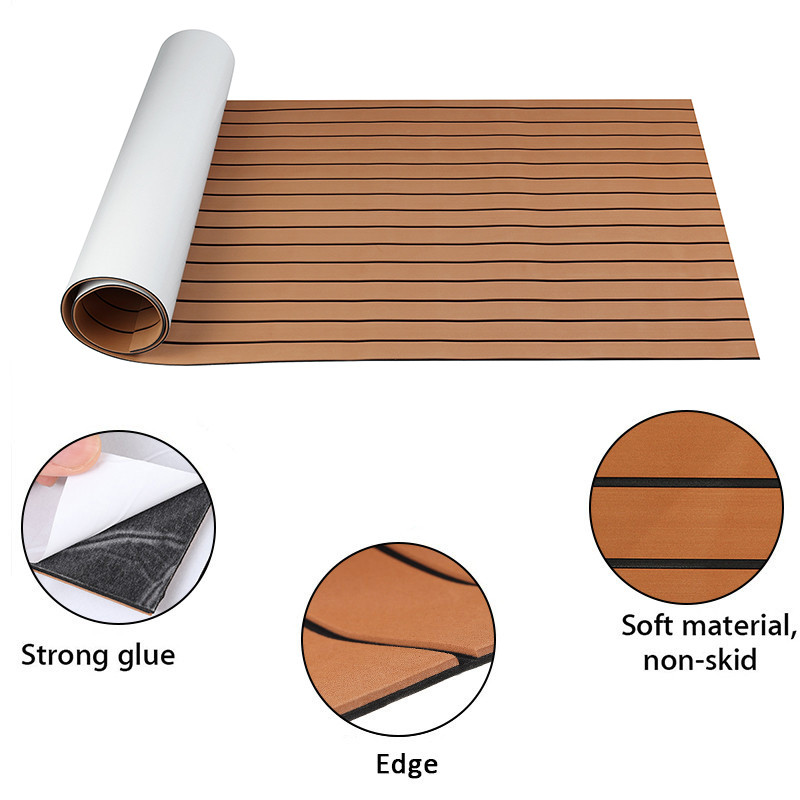 2400x900x5mm Self-Adhesive Foam Teak Decking EVA Foam Marine Flooring Faux Boat Decking Sheet Accessories Marine Grey/Brown