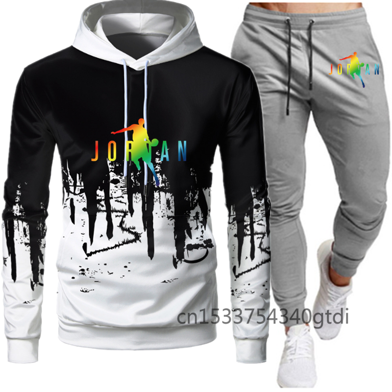 2 Pieces Sets Tracksuit Men Hooded Sweatshirt+Pants Pullover Hoodie Sportwear Suit Ropa Hombre Casual Men Clothes Size S-4XL