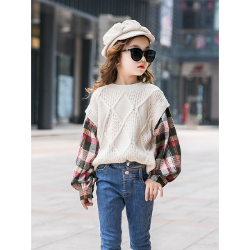 Teenager Girls Sweater 8 To 12 Years Autumn Plaid Big/Baby Knitted Cardigan Sweaters Kids Teens Toddler Pull Fille 10