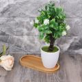 Oval Shape Bamboo Wood Saucer Plant Tray Mini Plant Flower Pot Stand Favor Succulent Pot Tray Simple Elegant Design Home Balcony