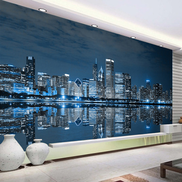 Custom Mural Wallpaper Black And White New York Night View City Building Study Living Room Sofa TV Background 3D Photo Wallpaper