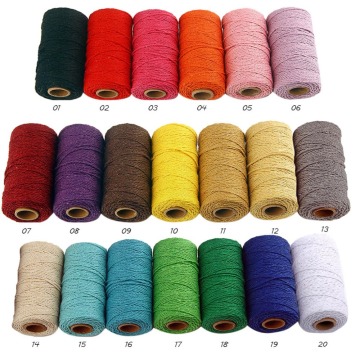 Rope Twisted-Cord 100% Cotton rope colorful twine macrame cord string thread for party wedding decoration accessory DIY cord