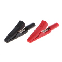 2 Pcs Insulated Alligator Clip 2mm Banana Female Adapter Meter Test Probe Black Red