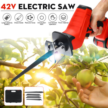 Drillpro 42V Cordless Reciprocating Saw Replacement Electric Saw Metal Wood Cutting Machine Tool w/4 Blades 1 or 2 Batterys