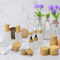 Frosted glass emulsion spray bottle Perfume bottles Skincare cream jar Mask Cosmetic packaging containers with wooden bamboo cap