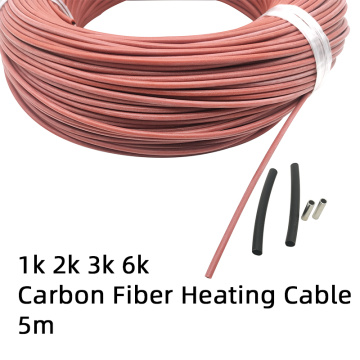 5m 1K 2K 3K 6K Carbon Fiber Silicone rubber insulated Infrared Underfloor Heating System Warm Floor Wire Heating Cable