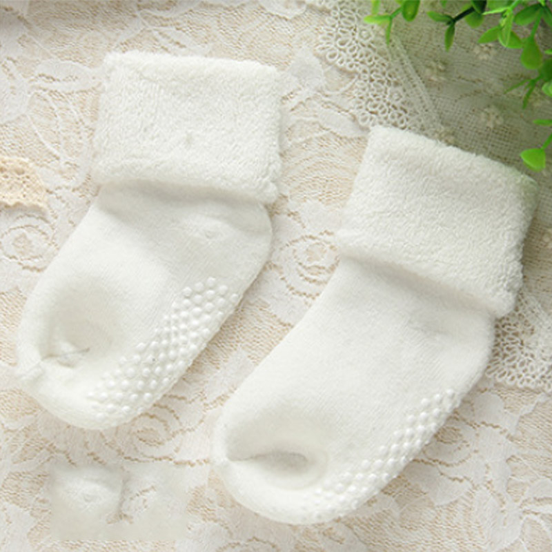 0-3Y Cotton Baby Socks Winter Warm Newborn Baby Girl Boy Socks Anti Slip Toddler Infant Socks With Rubber Soles Children Sokken