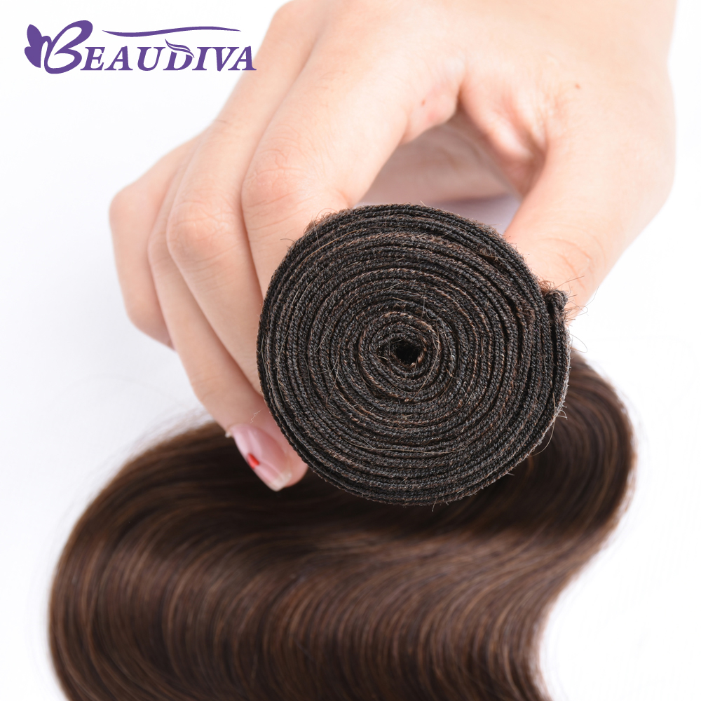 BEAUDIVA Remy Human Hair Extensions 4# Brown Brazilian Body Wave Hair Bundles 2# Natural Color Brazilian Hair Weave Bundles