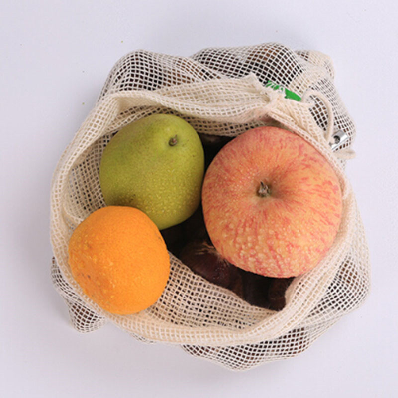 1PC Useful Vegetable Bags Eco Cotton Shopping Bag Reusable Storage Mesh Bags Washable for Kitchen Home