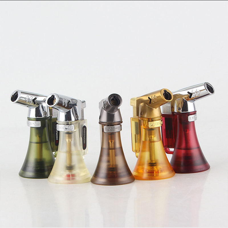 Visible Gas Butane Jet Lighter Turbine Torch Lighter Fireproof Windproof Spray Gun Metal Lighter 1300 C Gas Free Cigarette Acces