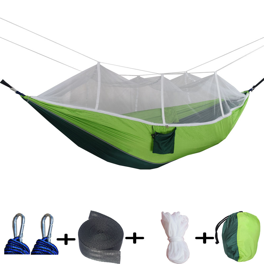 Agemore Portable Double Sleeping Hammock with Mosquito Net Ultralight High Strength Parachute Fabric Camping Hammock Swing