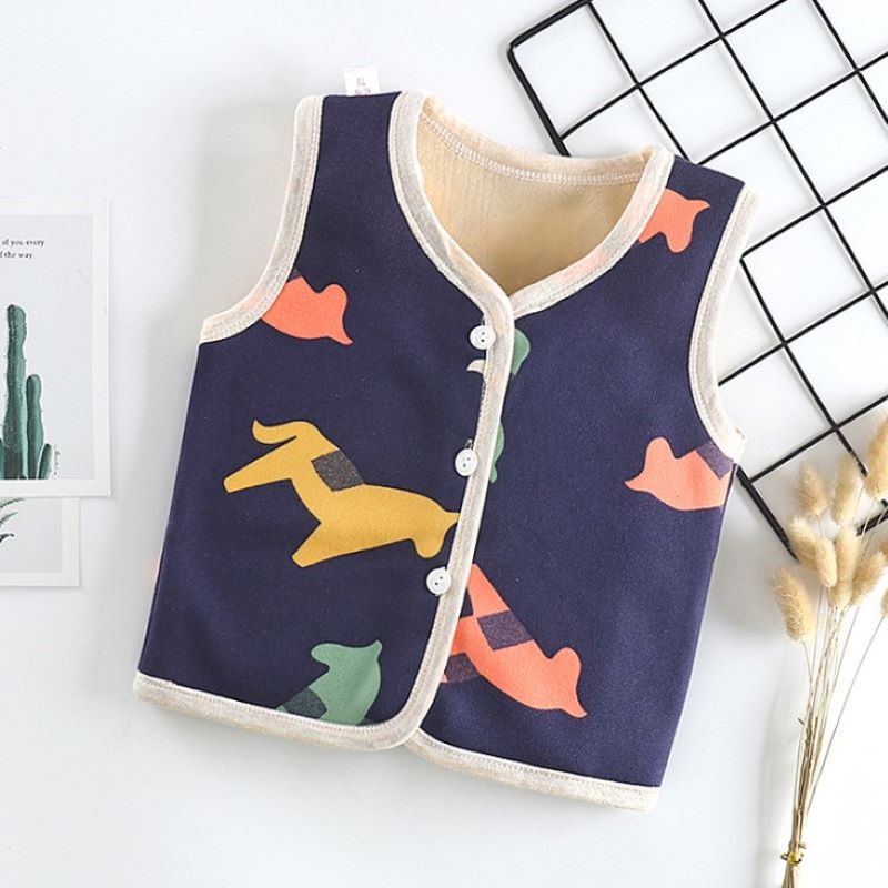 2020 new Toddler Vest Cotton Printed Kids Thick Waistcoats Infant Winter Thick Warm Outerwear Children Baby Boys Girls Clothing