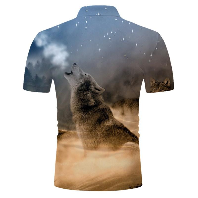 Anime Men Polo Shirt Male Fashion Casual men's Short Sleeve Wolf Pullover Popular Tops ZOOTOP BEAR