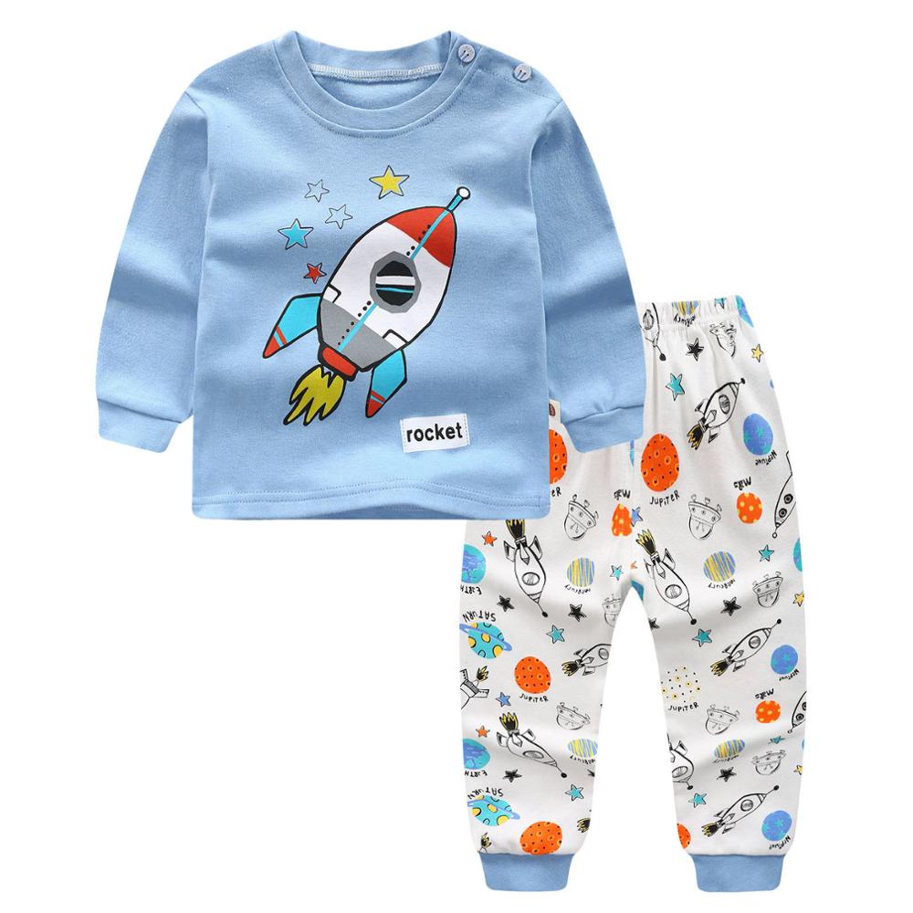 Kids Pajamas Sets Baby Boys Girls Cotton Long Sleeved Tshirt+Pant Cartoon Girl Clothing Autumn Sleepwear Suit Pyjama Trousers