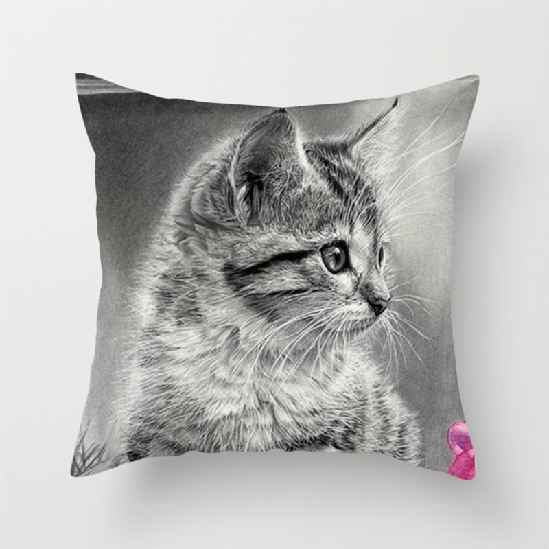 Fuwatacchi Cute Cat Printing Cushion Cover Animal Series Cushion Covers For Sofa Throw Pillow Car Chair Decorative Pillow Case