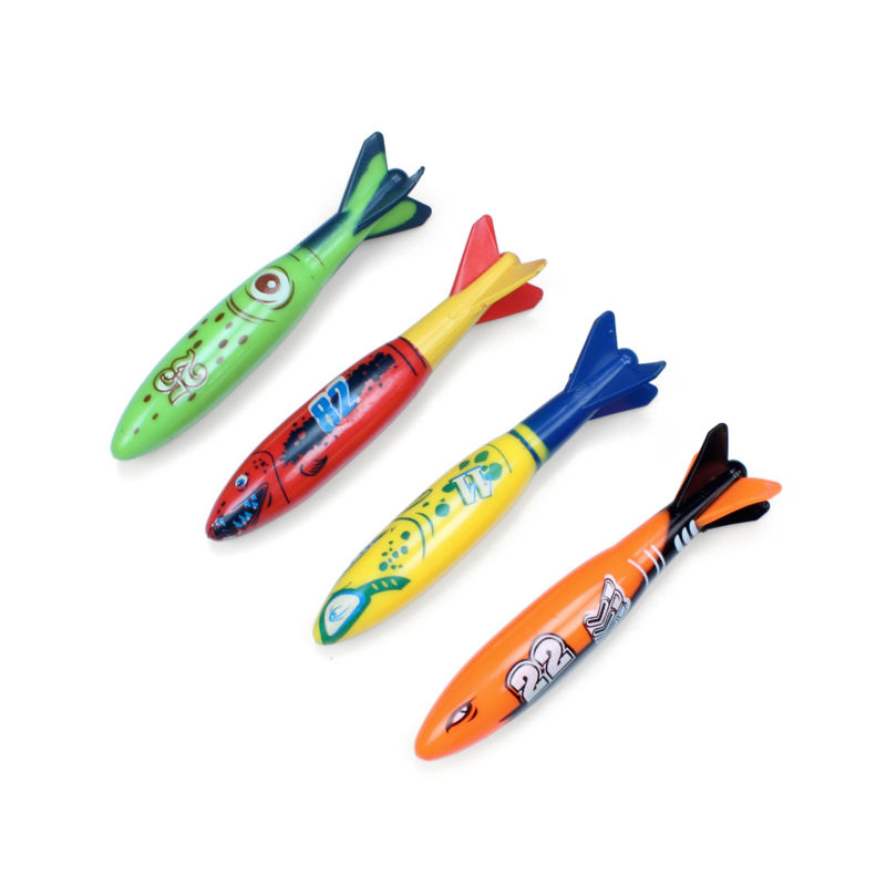 4 Pcs Rubber Swimming Pool Toys Diving Sport Outdoor Toypedo Bandits Play Water Fun Pool Fun Toys Games