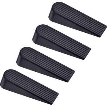 4 Pack Door Stop Wedges, Rubber Non-Scratching Door Stoppers for Home and Office (Black)