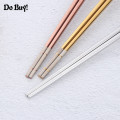 1 Pair Square Chopsticks Stainless Steel Non-Slip Reusable Metal Chinese Anti-Hot Kitchen Chopsticks