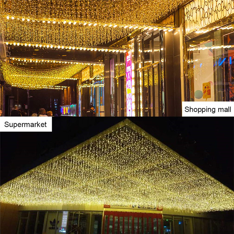 4.6M Waterproof Outdoor Christmas Light Led Curtain Icicle String Lights Droop 0.4-0.6m Garlands Fairy Eaves Decorative Lights