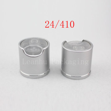 24 / 410 Silver Aluminum Plastic Disc Top Cap , Press Screw Cap For Plastic Bottle, Pet Container, Closure Top Lid Shampoo Cap