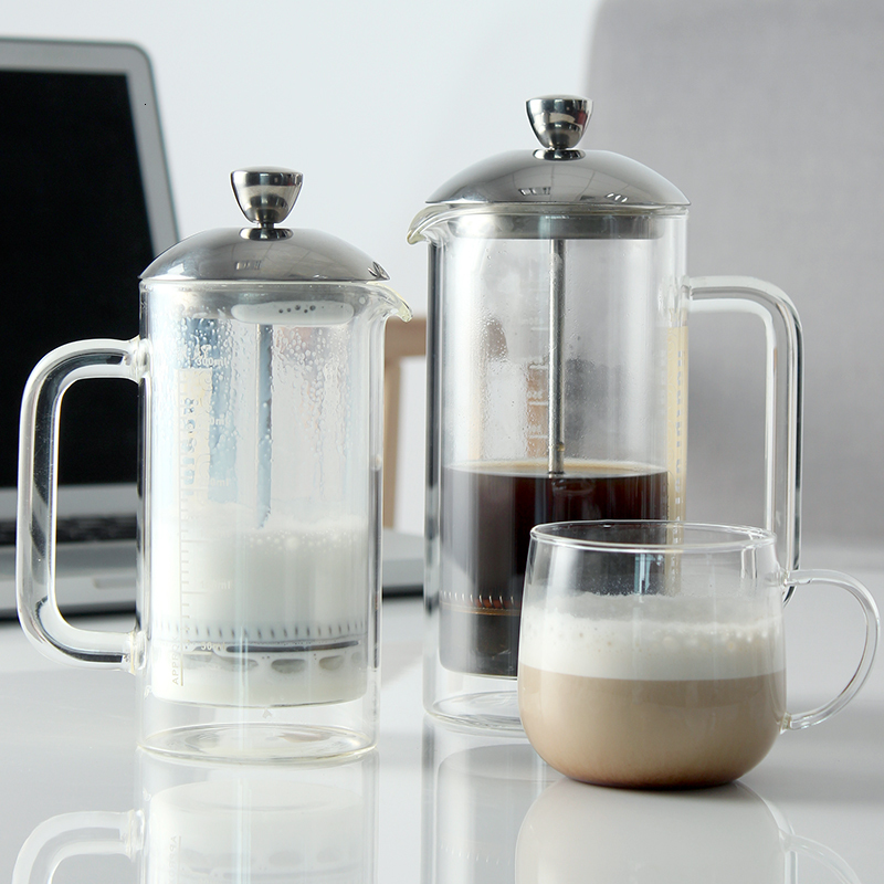 Yami Bodum Double Wall Glass Design Coffee French Press Heatproof Cafe Barista Tea Milk Foam Espresso Maker Pot Prensa Francesa