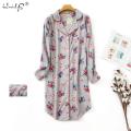 Spring Casual Nights Women's Cotton Long Sleeve Nightgown Oversize Sleep Shirt 100% cotton Sleepwear for Women pj nightdress