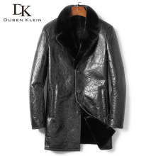 Men Shearling Sheepskin Leather Jackets with Wool Fur Thick Warm Winter Coat Long 2020 1929