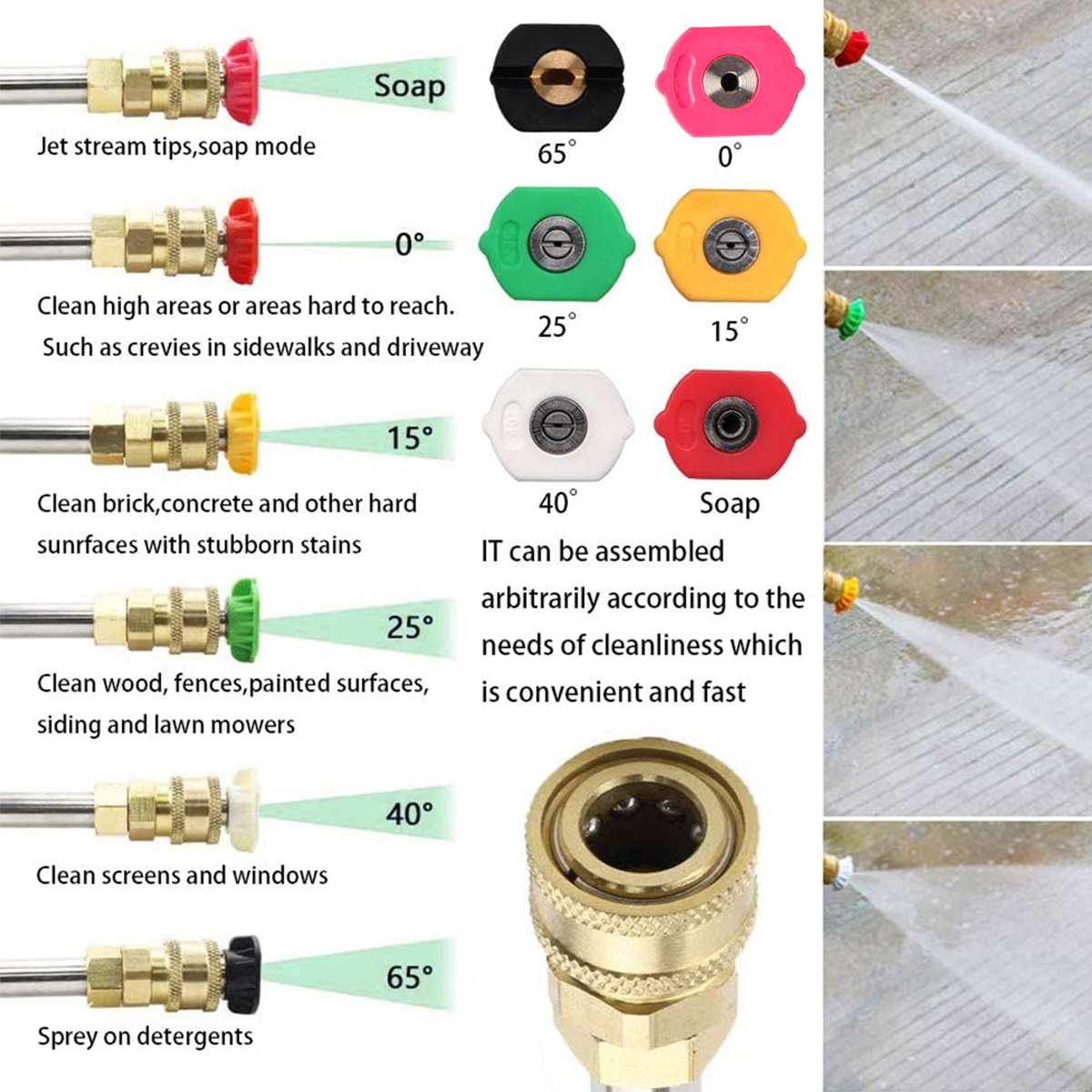 Pressure Washer Extension Wand Set with Spray Nozzle 4000 PSI Power Washer Lance Cleaner 1/4" Quick Connecting Pivoting Coupler