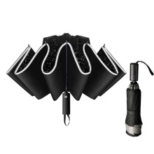 Inverted Umbrella Windproof Folding Reverse Umbrella with Reflective Stripe 10 Ribs Auto Open and Close Portable Travel Umbrella